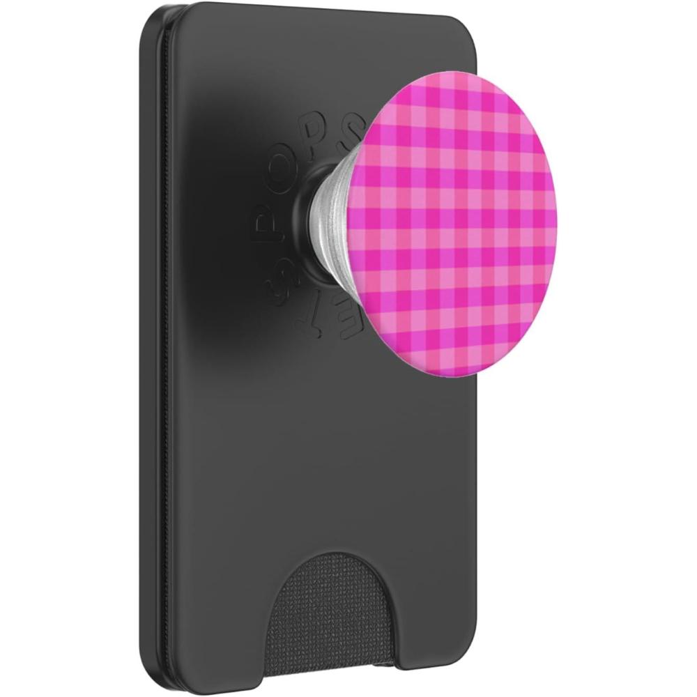 imagePopSockets Phone Grip  Bright Pink Gingham PopSockets Adhesive PopGripMagnetic PopWallet