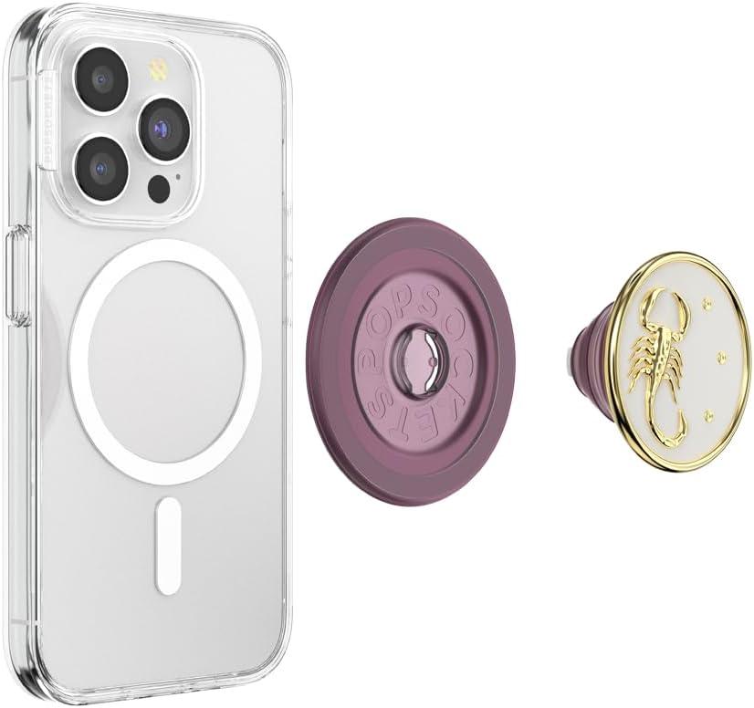 imagePopSockets Phone Grip for MagSafe with Kickstand Magnetic Stand Swappable Top Secure Hold for iPhone MagSafe Cases Phone amp Tablet Grip Enamel ScorpioScorpio