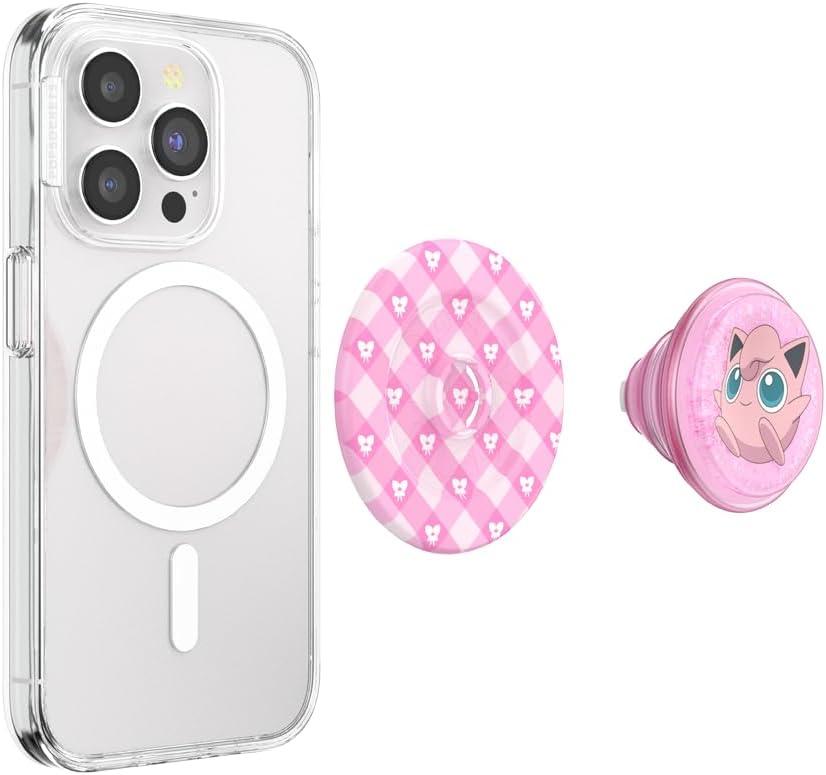 imagePopSockets PopGrip for MagSafe Magnetic Phone Grip amp Stand Swappable Top Secure Grip for iPhone MagSafe Cases Kickstand for HandsFree Viewing Wireless Charging Compatible Ghost GengarJigglypuff Sparkle