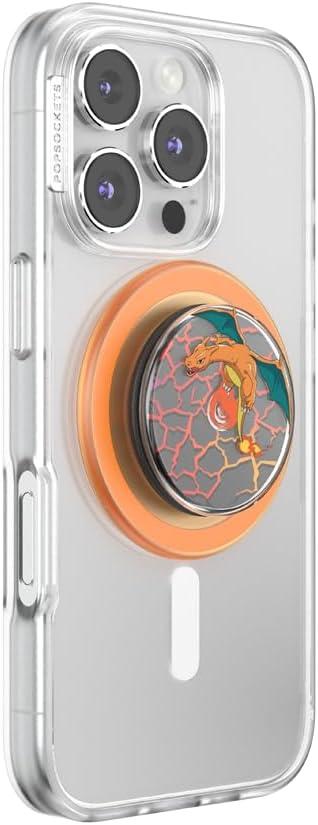 imagePopSockets PopGrip for MagSafe Magnetic Phone Grip amp Stand Swappable Top Secure Grip for iPhone MagSafe Cases Kickstand for HandsFree Viewing Wireless Charging Compatible Ghost GengarCharizard in Flight