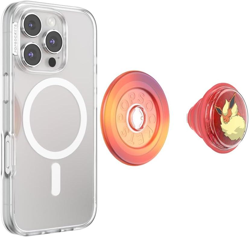 imagePopSockets PopGrip for MagSafe Magnetic Phone Grip amp Stand Swappable Top Secure Grip for iPhone MagSafe Cases Kickstand for HandsFree Viewing Wireless Charging Compatible Ghost GengarTidepool Sleepy Flareon