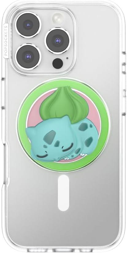 imagePopSockets PopGrip for MagSafe Magnetic Phone Grip amp Stand Swappable Top Secure Grip for iPhone MagSafe Cases Kickstand for HandsFree Viewing Wireless Charging Compatible Ghost GengarSleepy Bulbassaur
