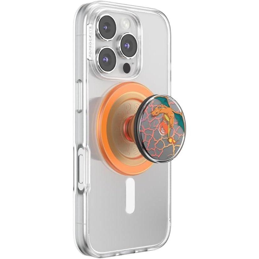 imagePopSockets PopGrip for MagSafe Magnetic Phone Grip amp Stand Swappable Top Secure Grip for iPhone MagSafe Cases Kickstand for HandsFree Viewing Wireless Charging Compatible Ghost GengarCharizard in Flight