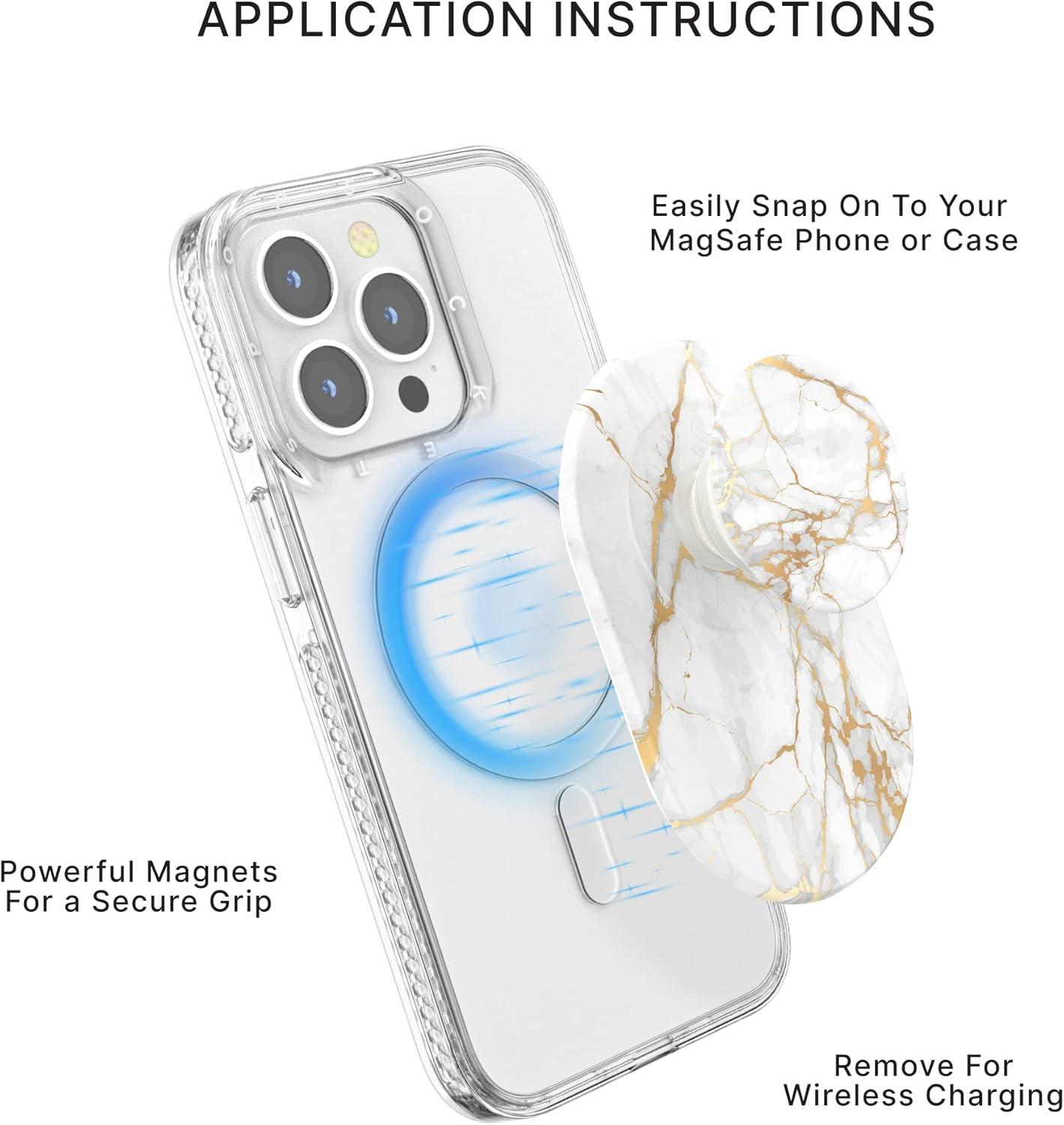 imagePopSockets Phone Grip Compatible with MagSafe Phone Holder Wireless Charging Compatible PillShaped Grip Gold LutzGold Lutz