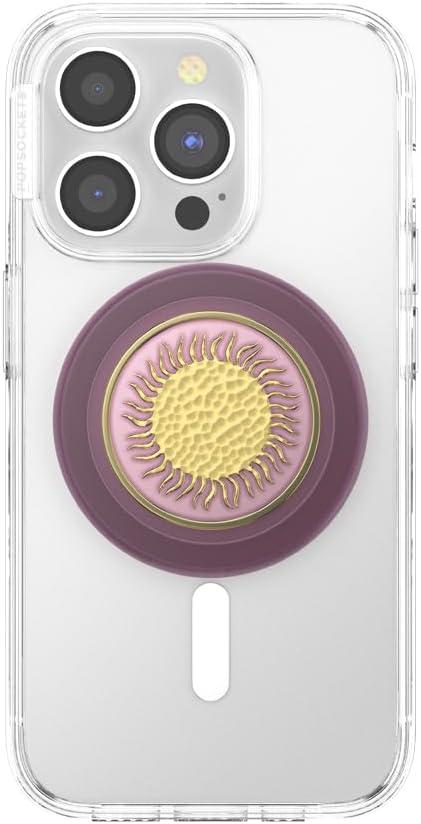 imagePopSockets Phone Grip for MagSafe Magnetic Holder Phone Stand Purple Enamel MosiacEnamel Sun Fire
