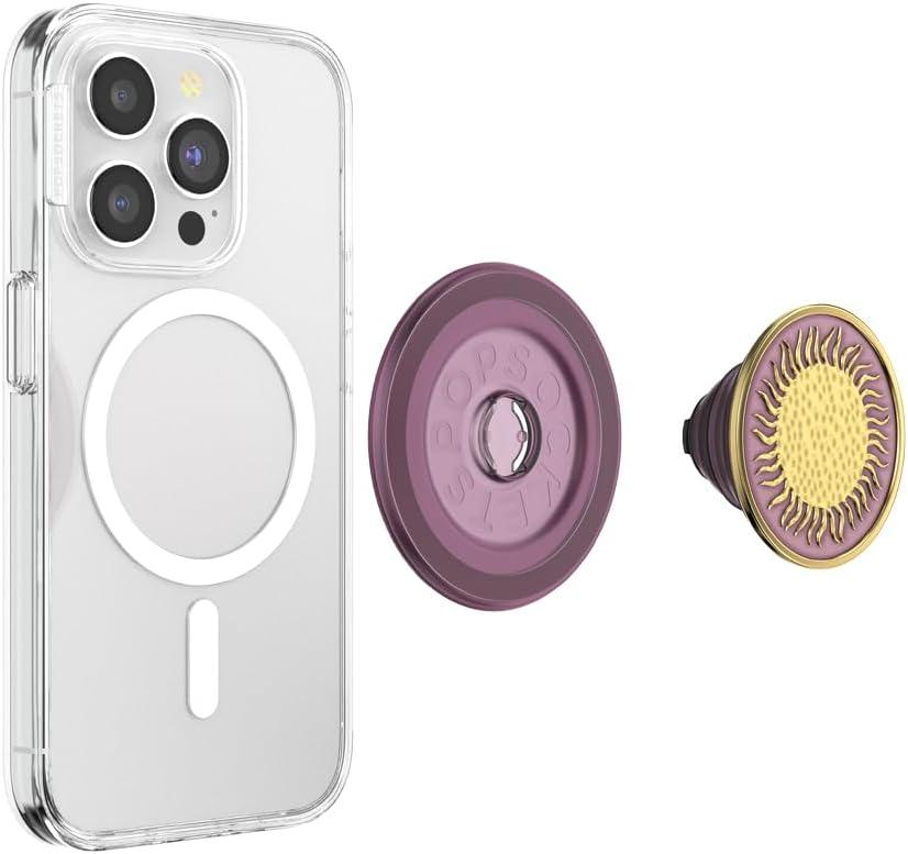 imagePopSockets Phone Grip for MagSafe Magnetic Holder Phone Stand Purple Enamel MosiacEnamel Sun Fire