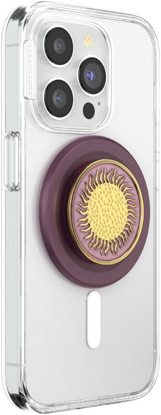 imagePopSockets Phone Grip for MagSafe Magnetic Holder Phone Stand Purple Enamel MosiacEnamel Sun Fire
