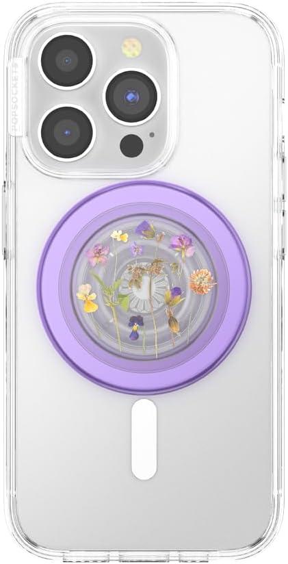 imagePopSockets Phone Grip for MagSafe Magnetic Holder Phone Stand Purple Enamel MosiacPlant Purple Fields