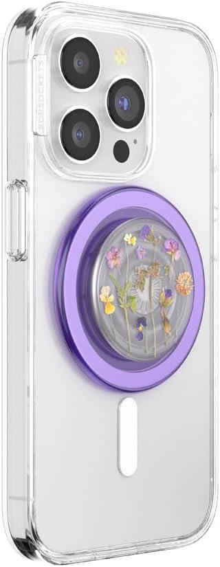 imagePopSockets Phone Grip for MagSafe Magnetic Holder Phone Stand Purple Enamel MosiacPlant Purple Fields