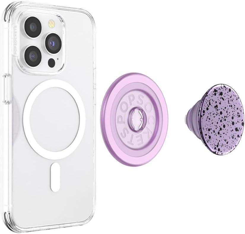 imagePopSockets Phone Grip for MagSafe Magnetic Holder Phone Stand Purple Enamel MosiacPlum Speckle