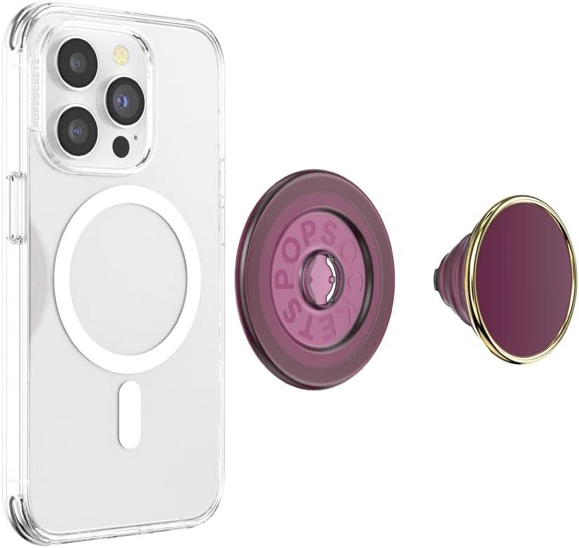 imagePopSockets Phone Grip for MagSafe Magnetic Holder Phone Stand Purple Enamel MosiacRed Wine Enamel