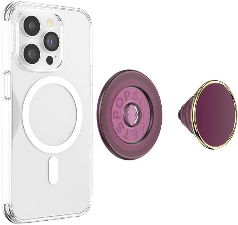 imagePopSockets Phone Grip for MagSafe Magnetic Holder Phone Stand Purple Enamel MosiacRed Wine Enamel