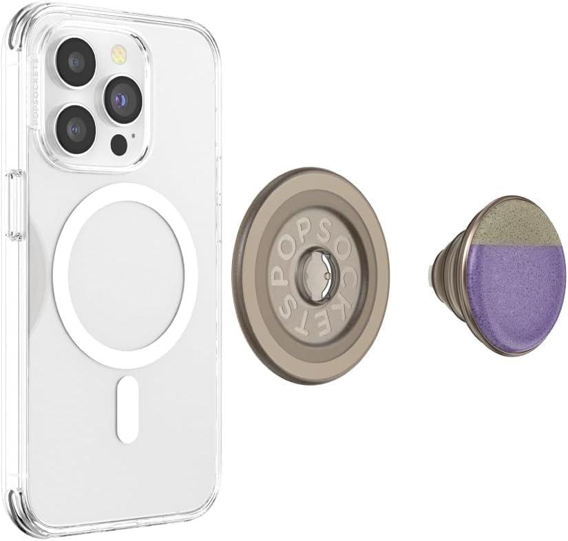imagePopSockets Phone Grip for MagSafe Magnetic Holder Phone Stand Purple Enamel MosiacStoneware Lavendar