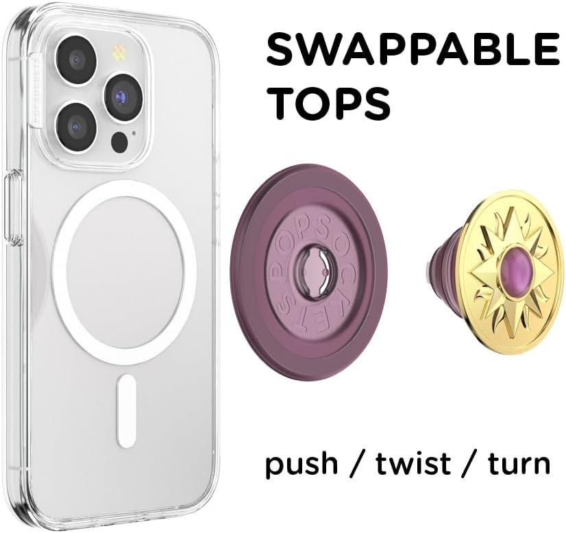 imagePopSockets Phone Grip for MagSafe Magnetic Holder Phone Stand Purple Enamel MosiacSun Jewel Mauve