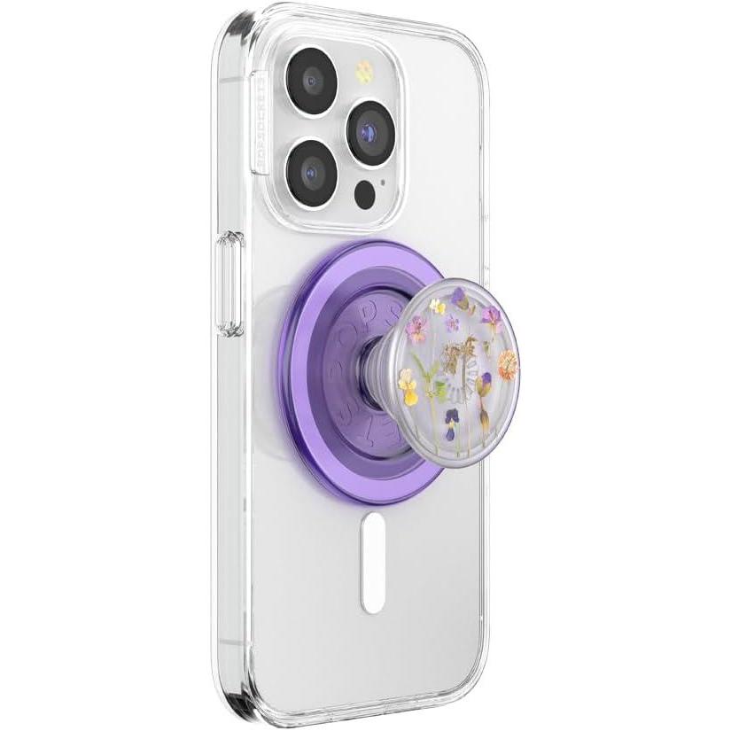 imagePopSockets Phone Grip for MagSafe Magnetic Holder Phone Stand Purple Enamel MosiacPlant Purple Fields