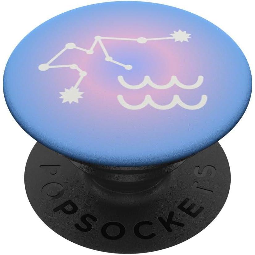 imagePopSockets Zodiac Phone Grip Aquarius Star Sign PopSockets PopGrip for MagSafeAdhesive PopGrip