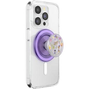 PopSockets Phone Grip for MagSafe, Magnetic Holder, Phone Stand, Purple – Enamel Mosiac(Plant Purple Fields)