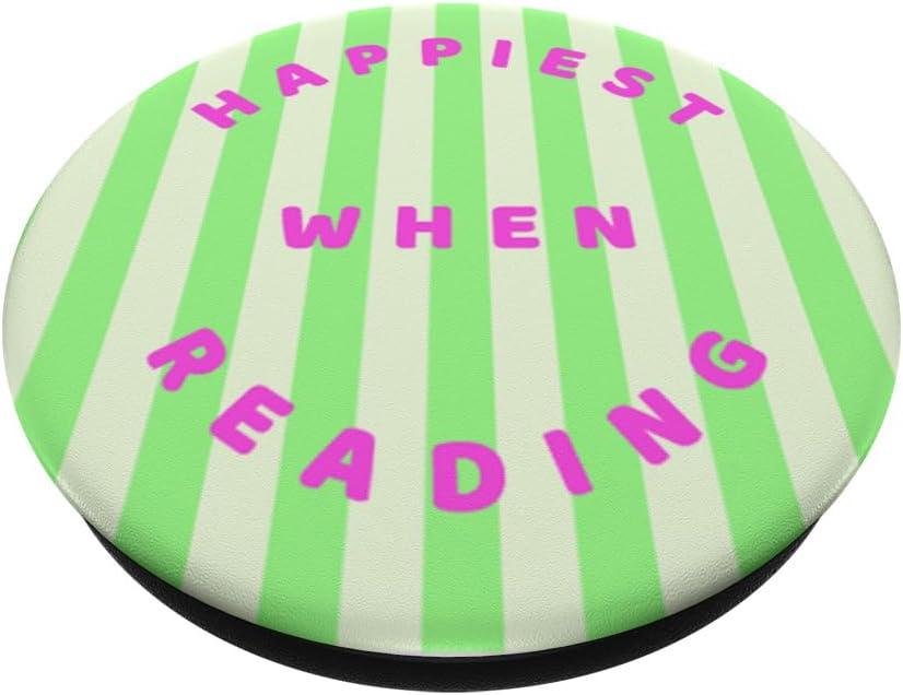 imagePopSockets Bookish Phone Grip amp Stand Happiest When Reading PopSockets PopGrip for MagSafeAdhesive PopGrip