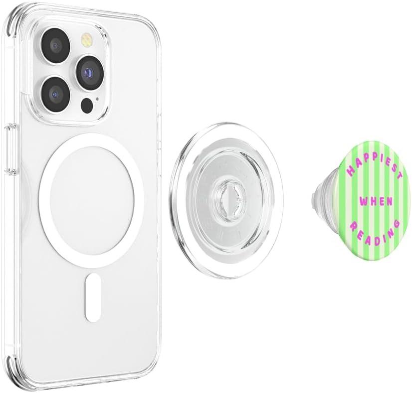 imagePopSockets Bookish Phone Grip amp Stand Happiest When Reading PopSockets PopGrip for MagSafeMagnetic PopGrip