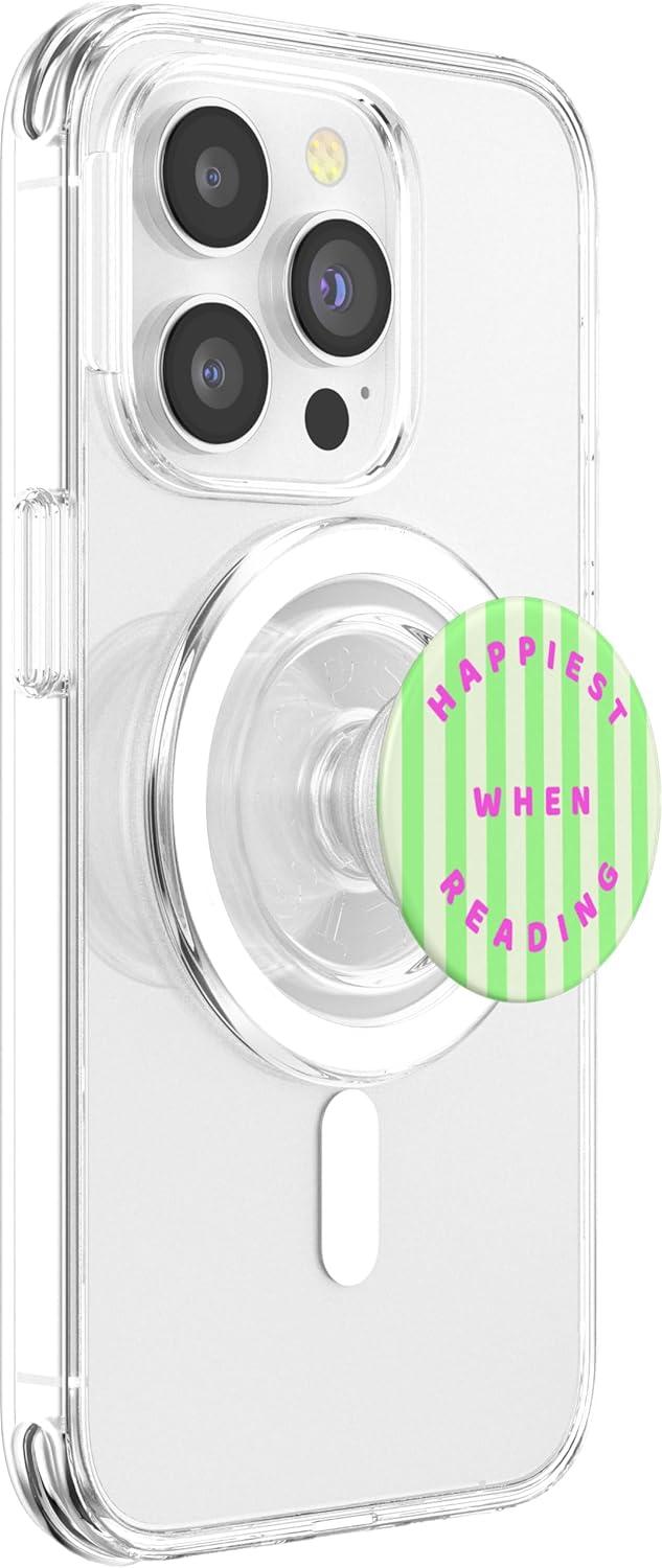 imagePopSockets Bookish Phone Grip amp Stand Happiest When Reading PopSockets PopGrip for MagSafeMagnetic PopGrip