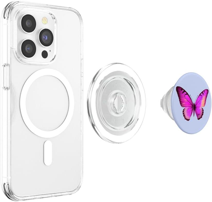 imagePopSockets Butterfly Phone Grip Magenta Flutterfly PopSockets PopGrip for MagSafeMagnetic PopGrip