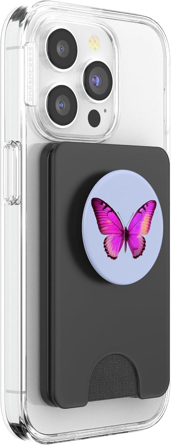imagePopSockets Butterfly Phone Grip Magenta Flutterfly PopSockets PopGrip for MagSafeMagnetic PopWallet