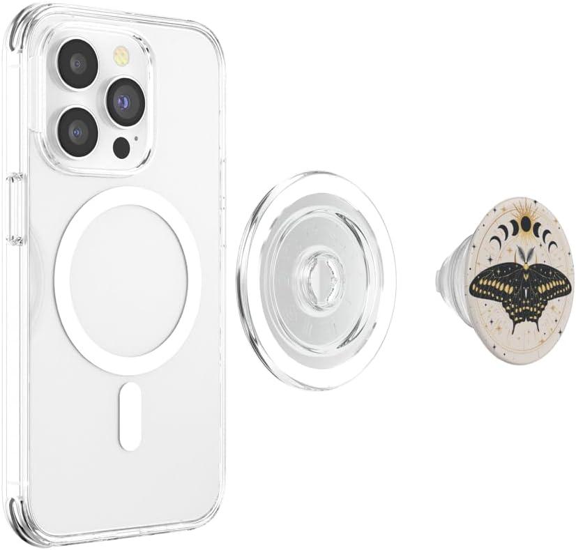 imagePopSockets Celestial Phone Grip Lunar Moth PopSockets PopGrip for MagSafeMagnetic PopGrip