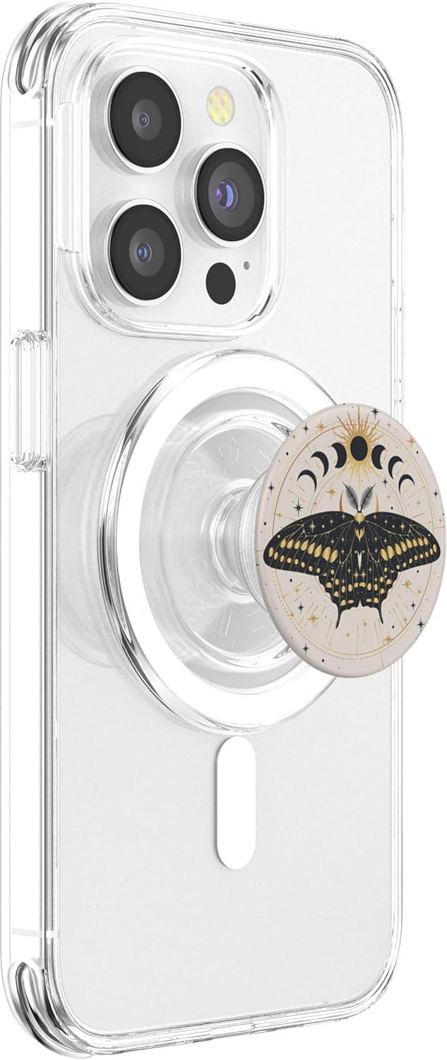 imagePopSockets Celestial Phone Grip Lunar Moth PopSockets PopGrip for MagSafeMagnetic PopGrip