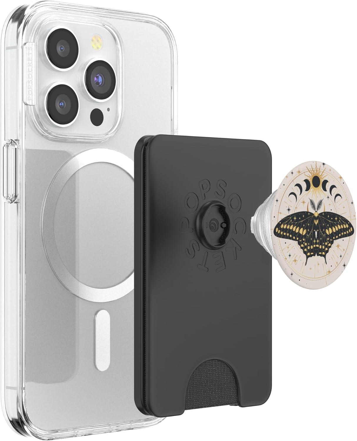 imagePopSockets Celestial Phone Grip Lunar Moth PopSockets PopGrip for MagSafeMagnetic PopWallet