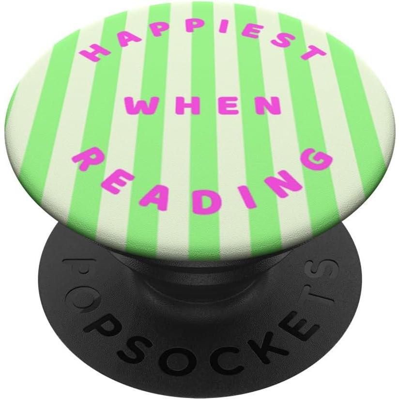 imagePopSockets Bookish Phone Grip amp Stand Happiest When Reading PopSockets PopGrip for MagSafeAdhesive PopGrip