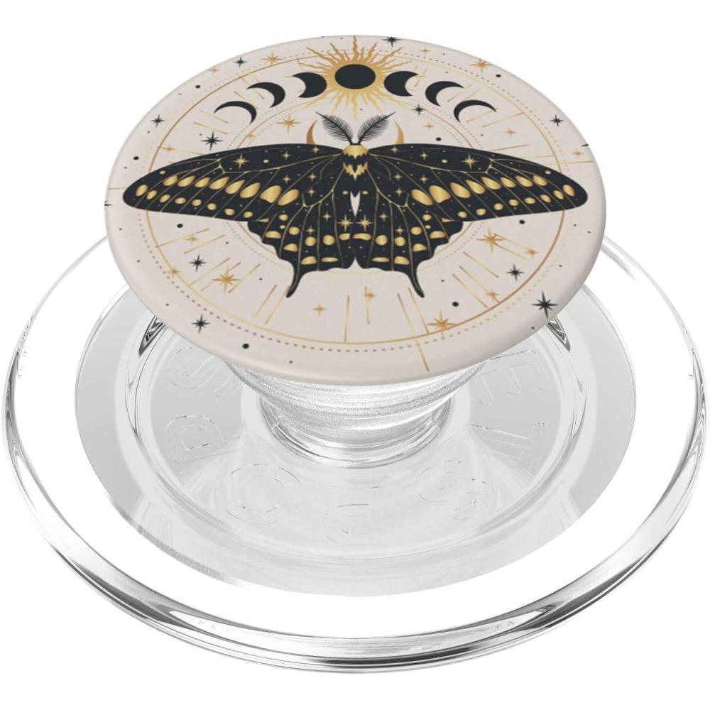 imagePopSockets Celestial Phone Grip Lunar Moth PopSockets PopGrip for MagSafeMagnetic PopGrip