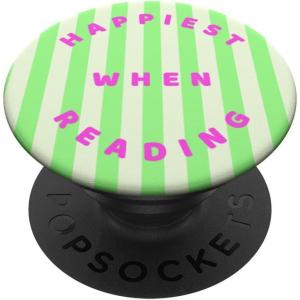 PopSockets Bookish Phone Grip & Stand- Happiest When Reading PopSockets PopGrip for MagSafe(Adhesive PopGrip)