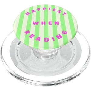 PopSockets Bookish Phone Grip & Stand- Happiest When Reading PopSockets PopGrip for MagSafe(Magnetic PopGrip)