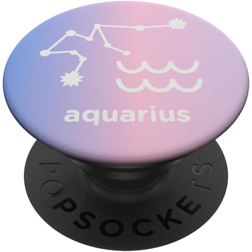 imagePopSockets Zodiac Phone Grip Aquarius Aura PopSockets PopGrip for MagSafeAdhesive PopGrip