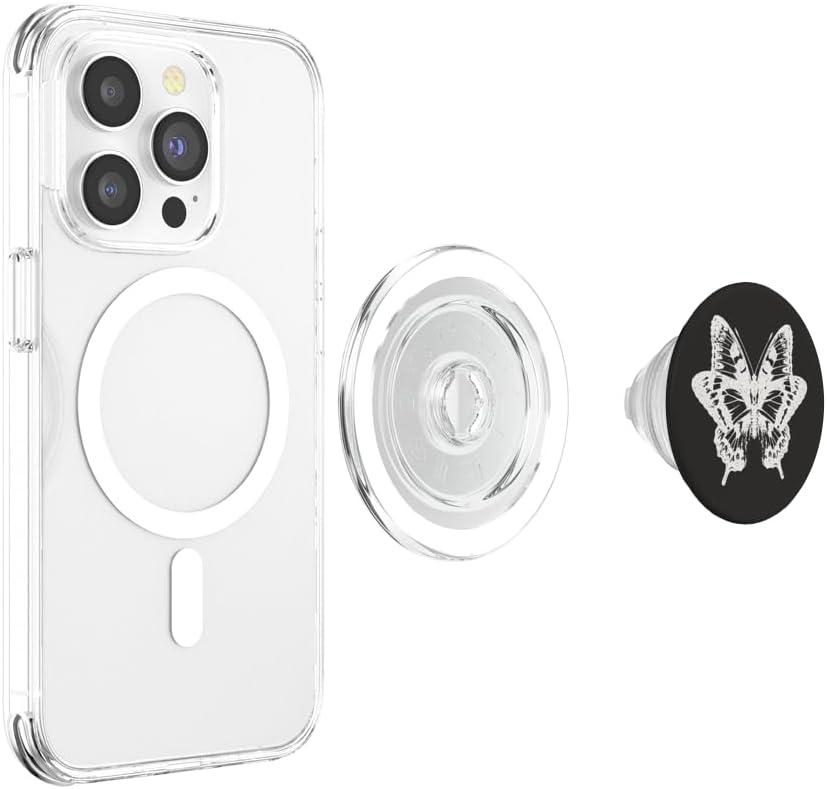 imagePopSockets Butterfly Phone Grip BampW Sketched Butterfly PopSockets PopWallet for MagSafeMagnetic PopGrip