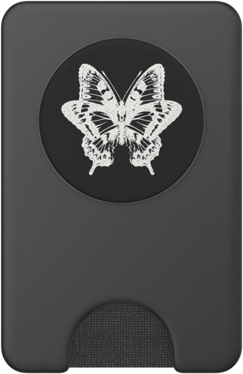 imagePopSockets Butterfly Phone Grip BampW Sketched Butterfly PopSockets PopWallet for MagSafeMagnetic PopWallet