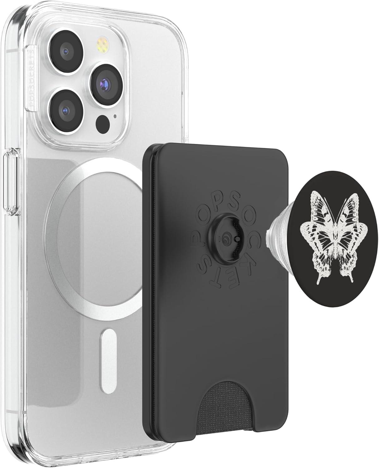 imagePopSockets Butterfly Phone Grip BampW Sketched Butterfly PopSockets PopWallet for MagSafeMagnetic PopWallet