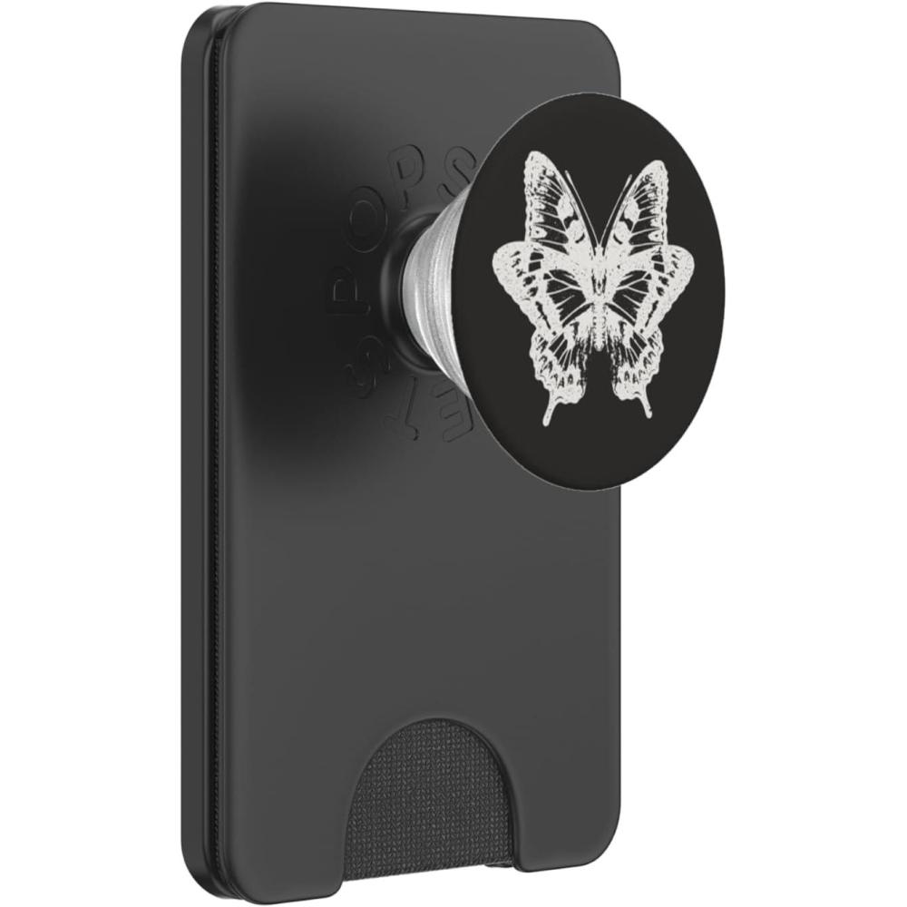 imagePopSockets Butterfly Phone Grip BampW Sketched Butterfly PopSockets PopWallet for MagSafeMagnetic PopWallet