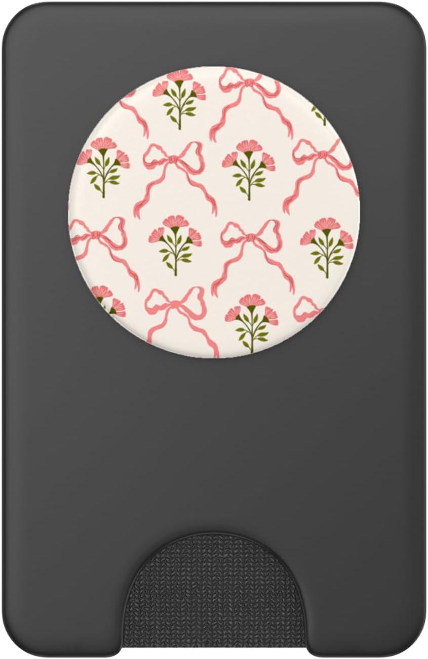 imagePopSockets Floral Bow Phone Grip Coquette Bloom PopSockets Adhesive PopGripMagnetic PopWallet