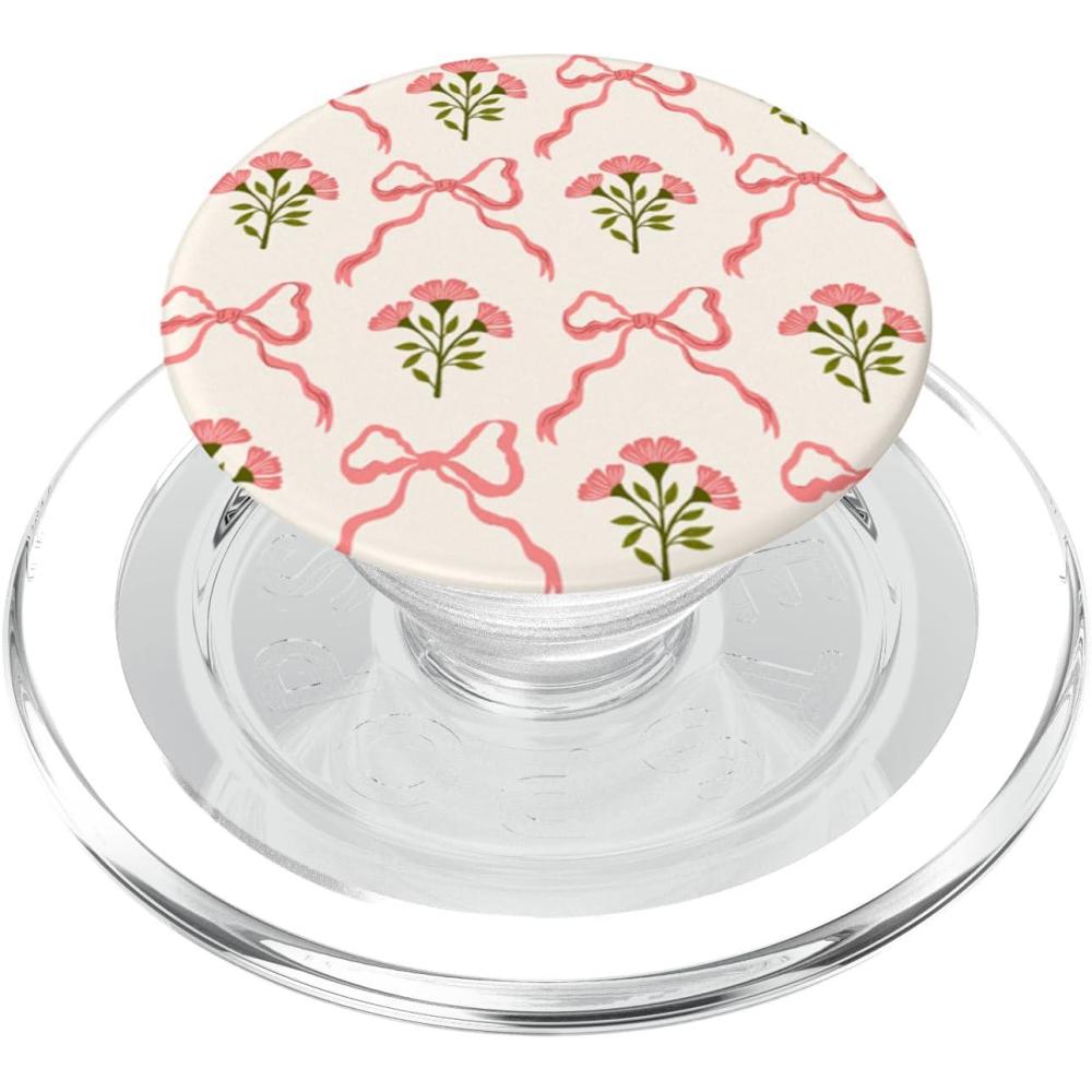 imagePopSockets Floral Bow Phone Grip Coquette Bloom PopSockets Adhesive PopGripMagnetic PopGrip
