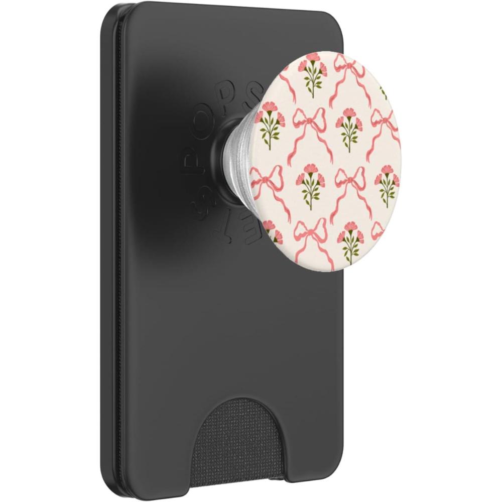 imagePopSockets Floral Bow Phone Grip Coquette Bloom PopSockets Adhesive PopGripMagnetic PopWallet