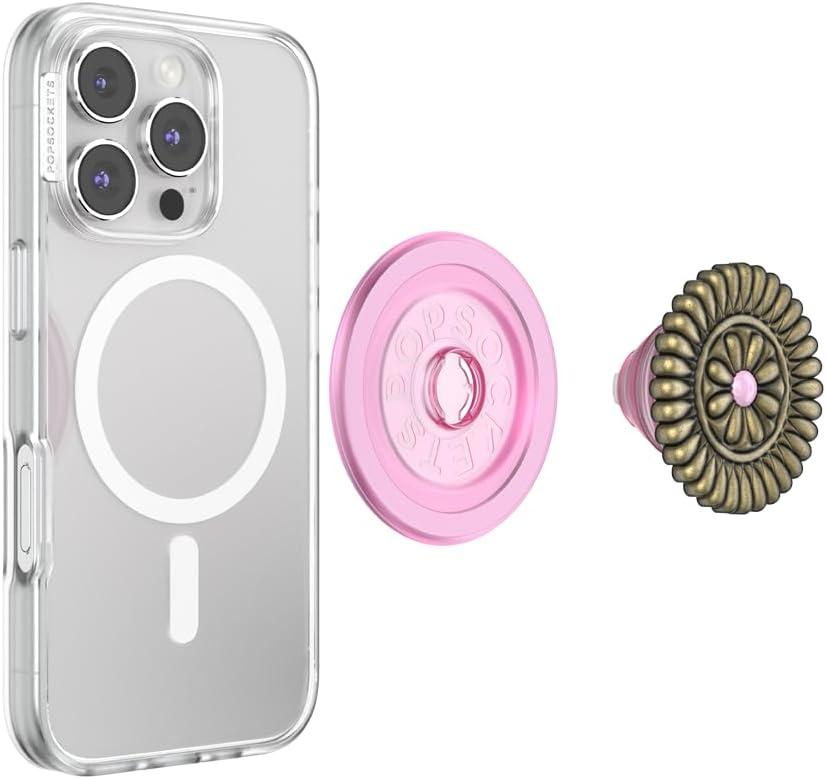 imagePopSockets Adhesive Phone Grip Holder Phone Stand Enamel Enamel Stamped BlackEnamel Stamped Pink