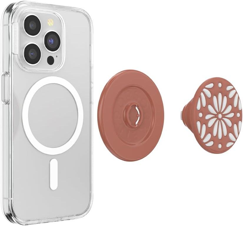 imagePopSockets Adhesive Phone Grip Holder Phone Stand Enamel Enamel Stamped BlackGlazed Terracotta