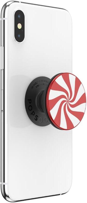 imagePopSockets Adhesive Phone Grip Holder Phone Stand Spinner Black Radial BackspinPeppermint
