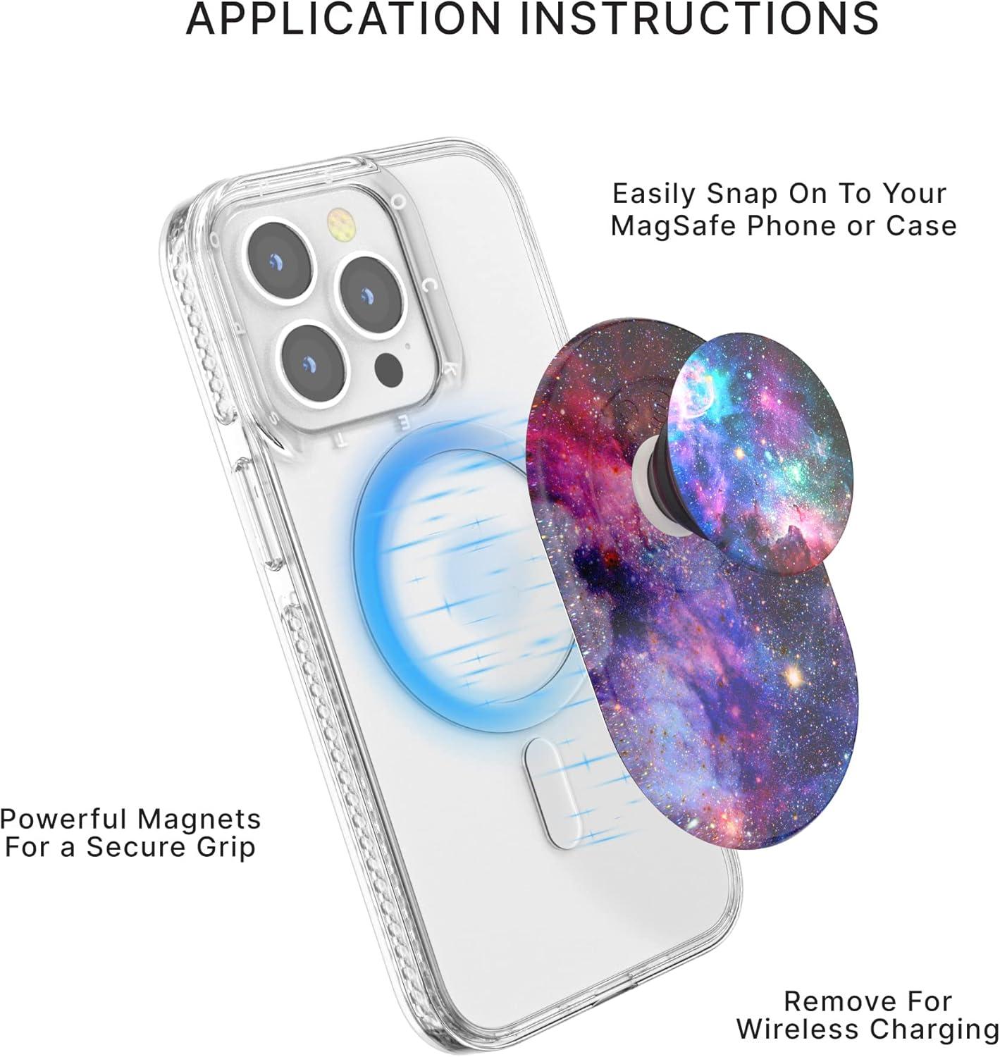 imagePopSockets Phone Grip Compatible with MagSafe Phone Holder Wireless Charging Compatible PillShaped Grip Blue NebulaBlue Nebula