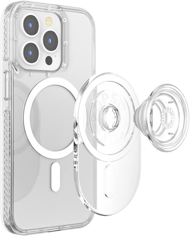 imagePopSockets Phone Grip Compatible with MagSafe Phone Holder Wireless Charging Compatible PillShaped Grip Blue NebulaClear