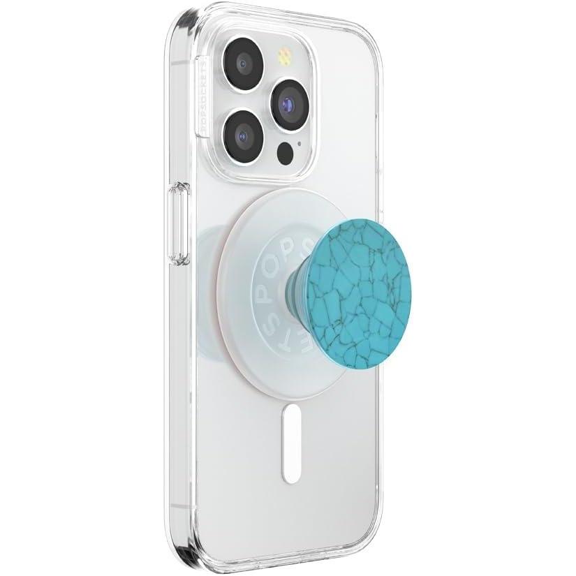 imagePopSockets Adhesive Phone Grip Holder Phone Stand Enamel Enamel Stamped BlackAccent Turquoise