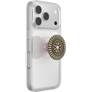 PopSockets Adhesive Phone Grip, Holder, Phone Stand, Enamel – Enamel Stamped Black(Enamel Stamped Pink Adhesive)