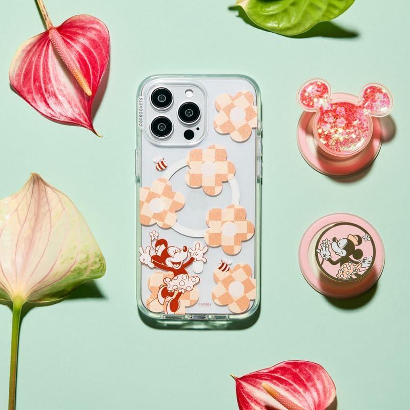 imagePopSockets iPhone 16 Pro Case Compatible with MagSafe Phone Case for iPhone 16 Pro Wireless Charging Compatible Case Only Disney Classics Minnie Checker FlowerMinnie Checker Flower