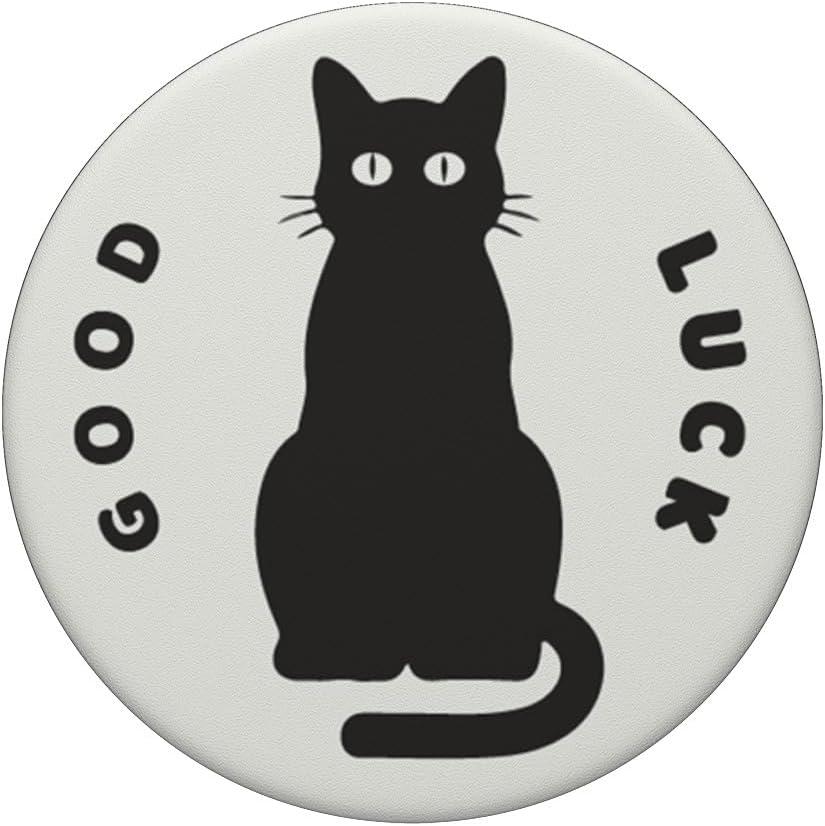 imagePopSockets Cat Phone Grip Good Luck Black Cat PopSockets PopGrip for MagSafeAdhesive PopGrip